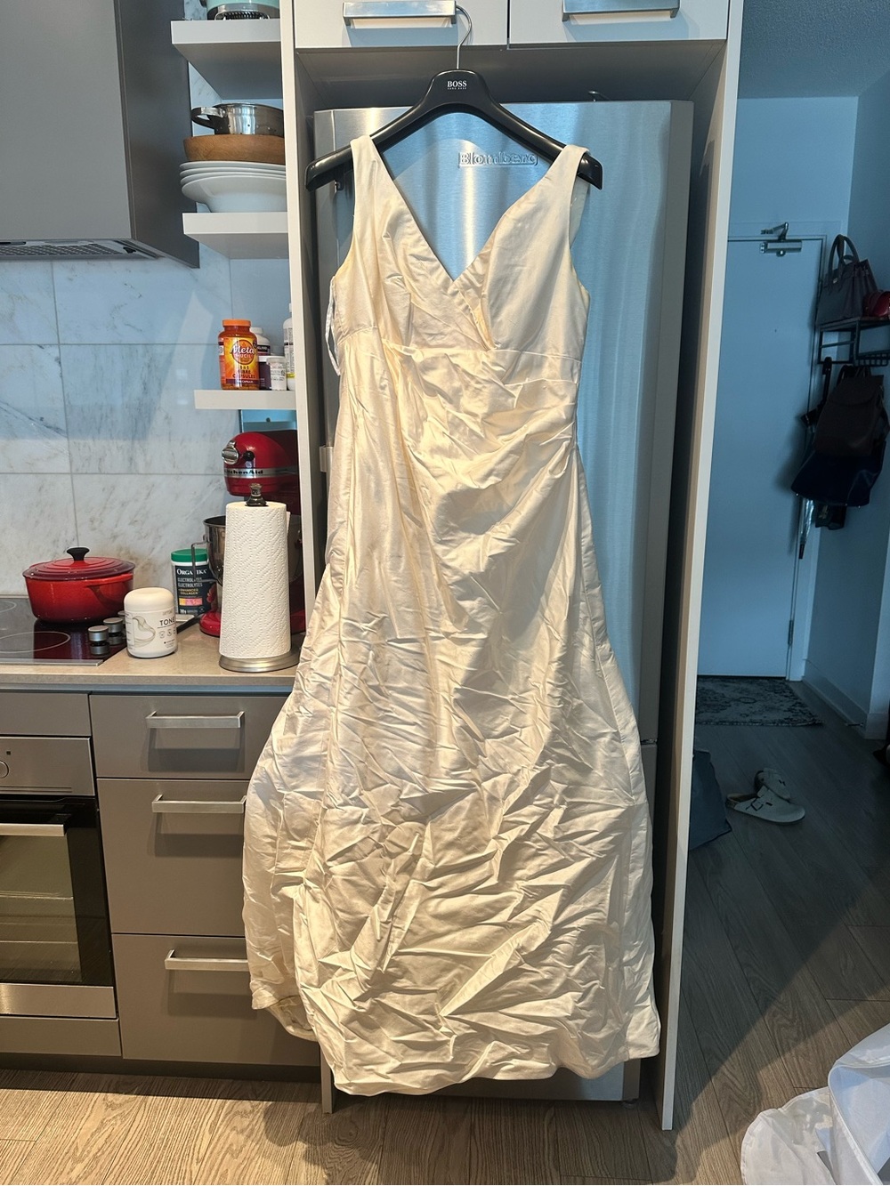 Ivory Silk V-Neck Sleeveless Wedding Dress